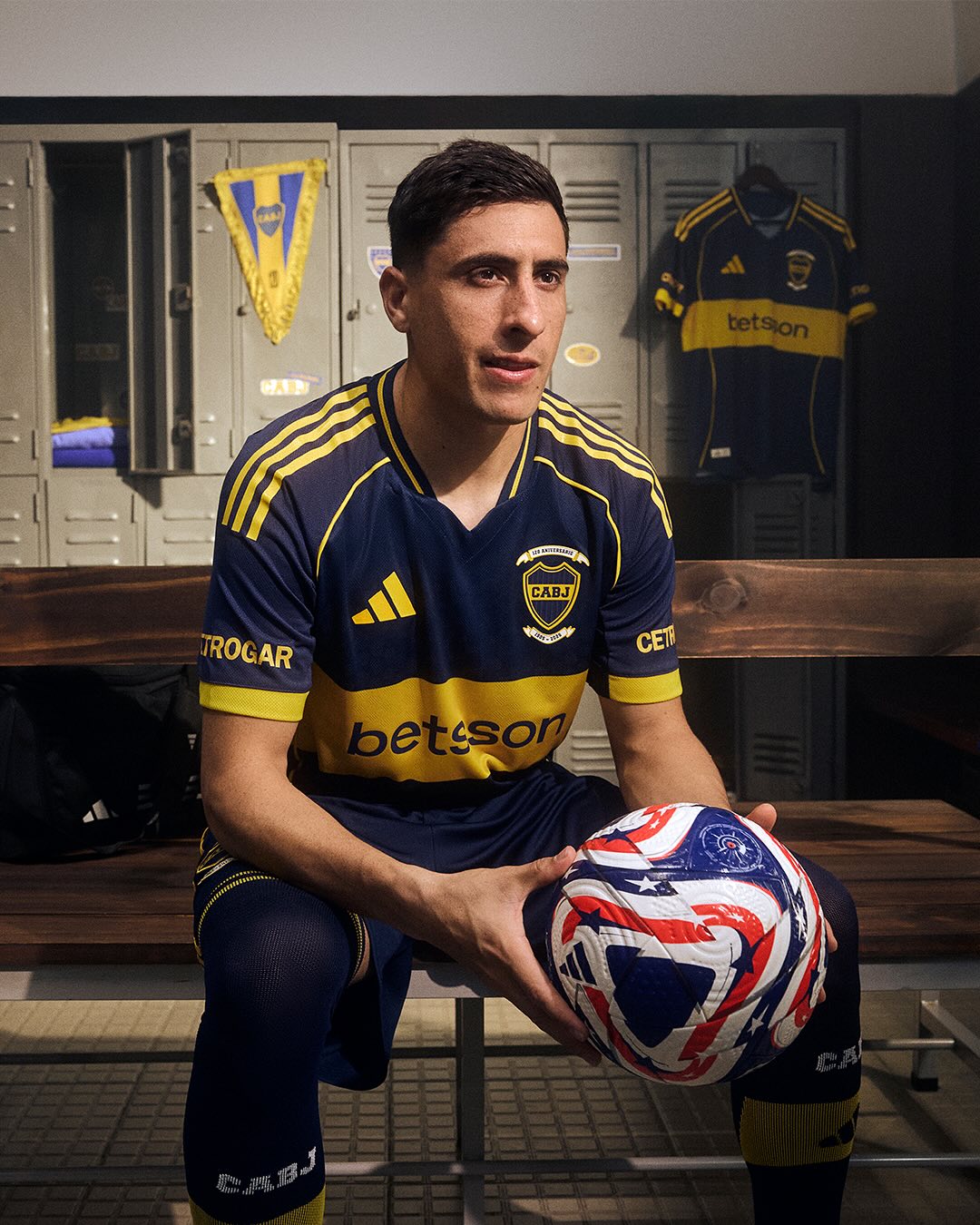 Player of Boca Juniors wearing Boca Juniors 2025-2026 home kit