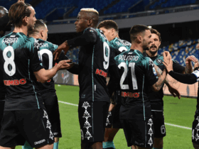Featured Napoli x Marcelo Burlon 2021 Special Edition Jersey with many Napoli players celebrating
