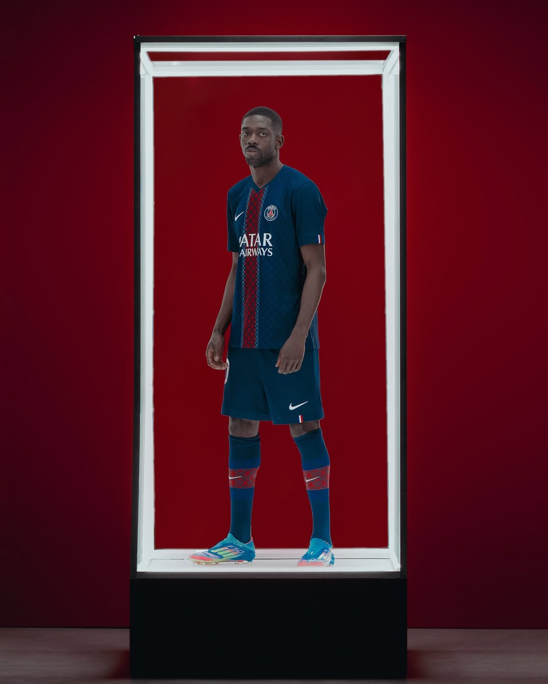 Ousmane Dembelè wearing Paris Saint-Germain 2025-2026 Home Kit