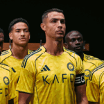 Cristiano Ronaldo and other Al Nassr players wearing Al Nassr home kit 2025-2026