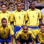 Brazil 2002-2003 football team wearing the Brazil 2002-2003 home kit