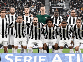Featured Juventus team wearing Juventus 120th Anniversary home jersey