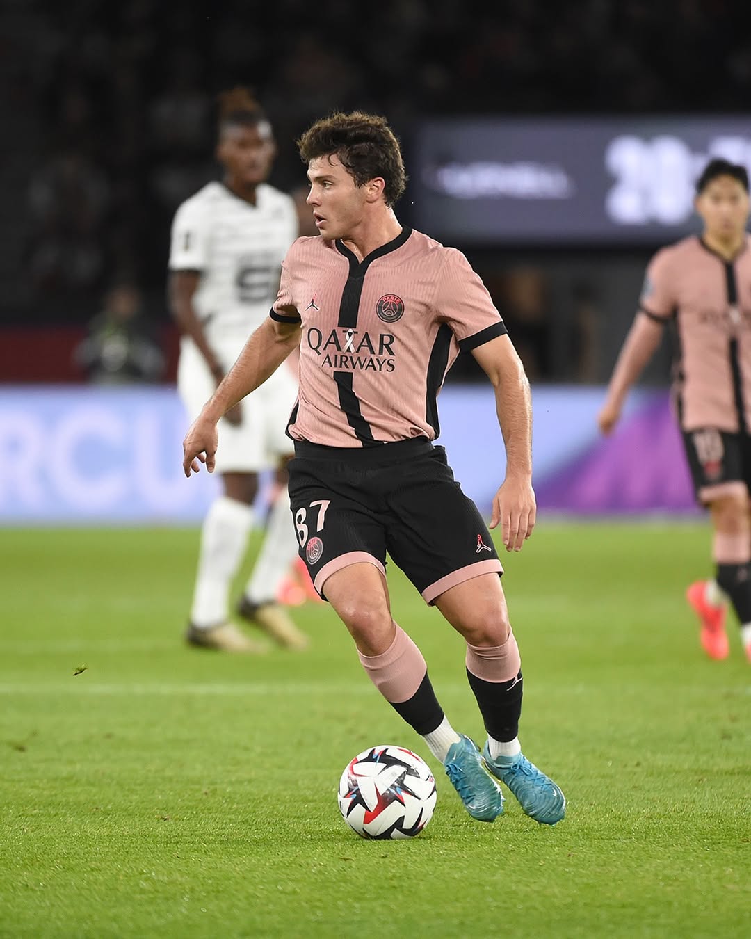 Joao Neves wearing Paris Saint-Germain x Central Cee 2024 third kit