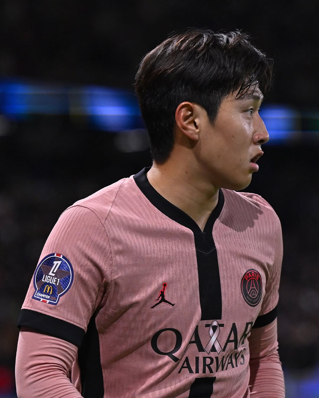 Lee Kang-In wearing Paris Saint-Germain x Central Cee 2024 third kit