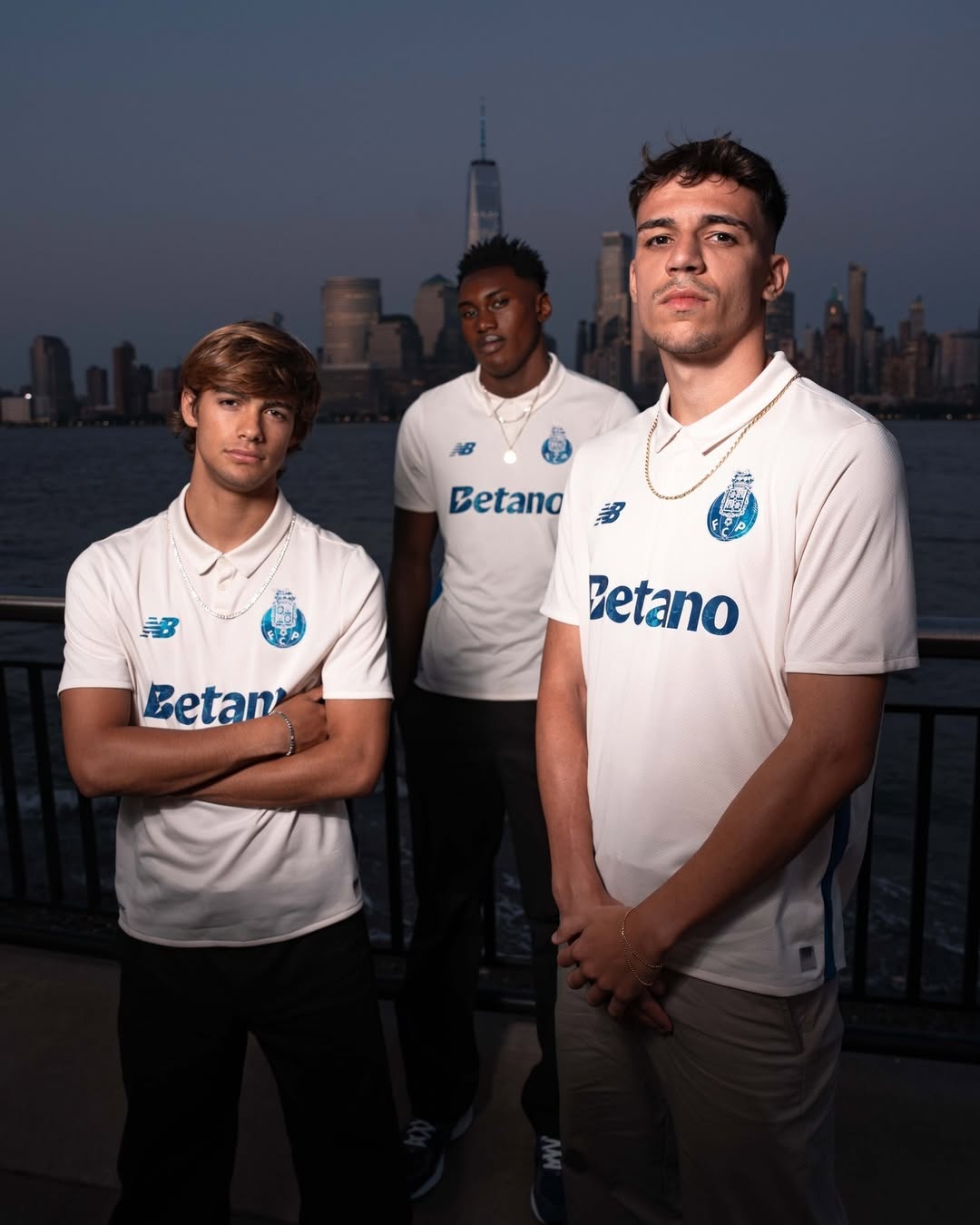 Veiga, Samu and Rodrigo Mora wearing Porto 2025-2026 third kit