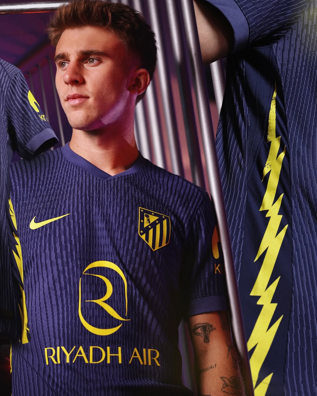 Pablo Barrios wearing Atletico Madrid 2025-2026 away kit