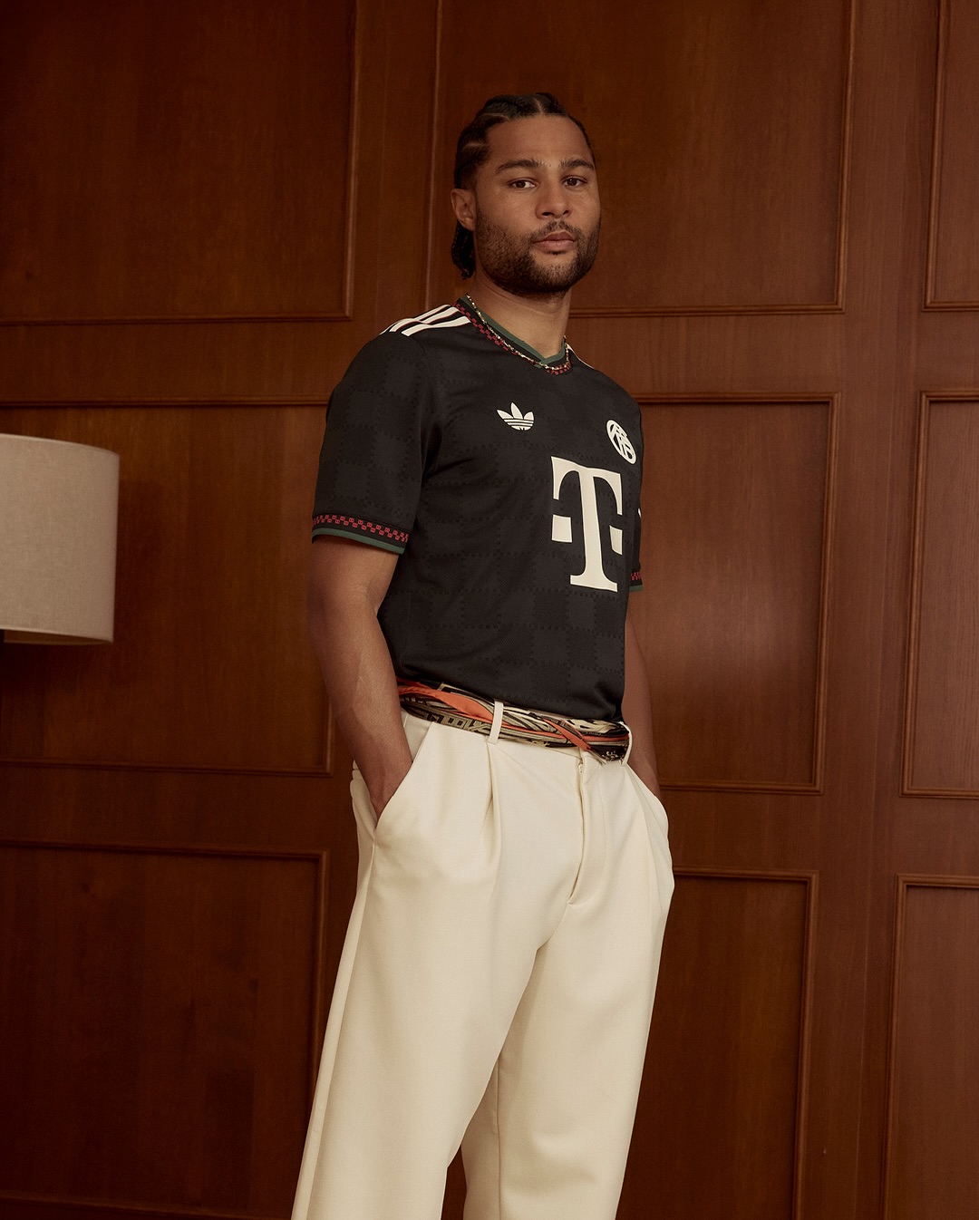 Serge Gnabry wearing Bayern Munchen 2025-2026 third kit