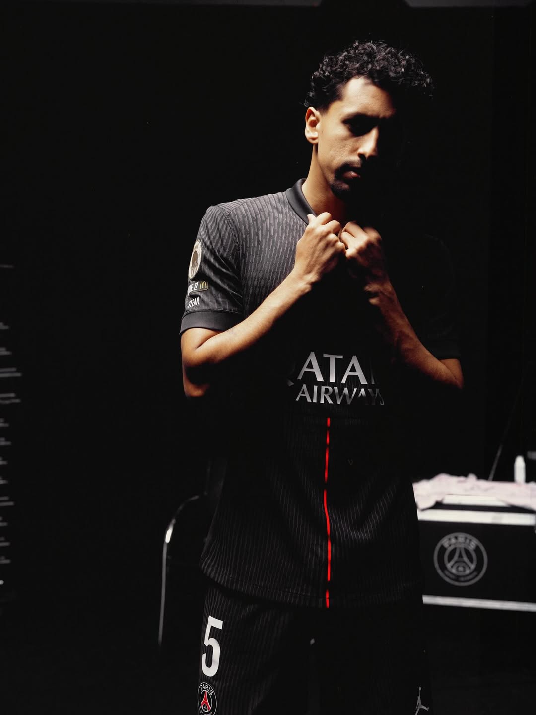 Marquinhos wearing Paris Saint Germain 2025-2026 fourth kit