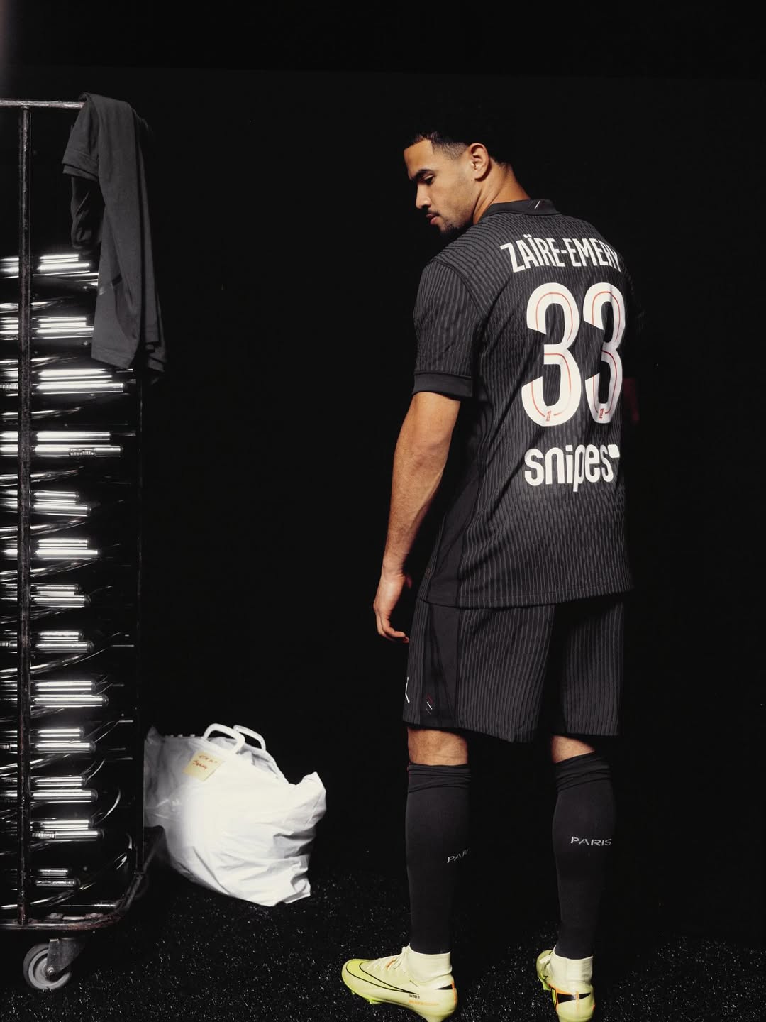 Zaire-Emery wearing Paris Saint Germain 2025-2026 fourth kit