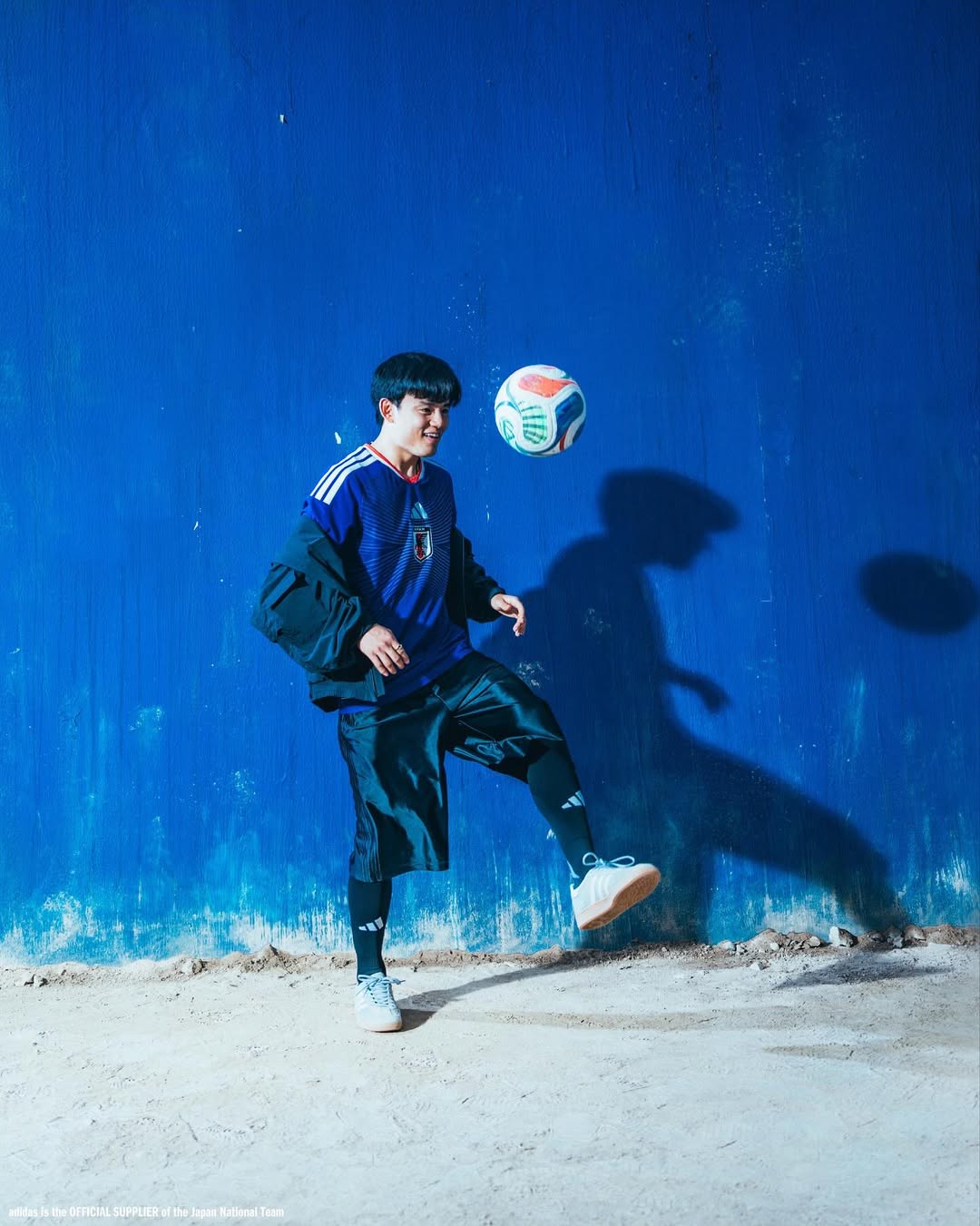 Takefusa Kubo wearing Japan World Cup 2026 home kit
