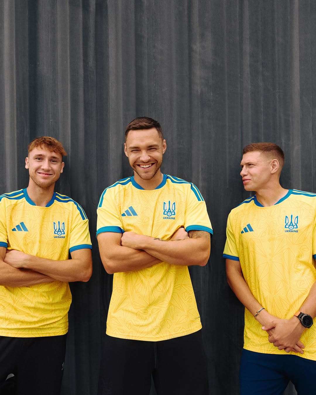 Players of Ukraine wearing Ukraine 2026 World Cup home kit