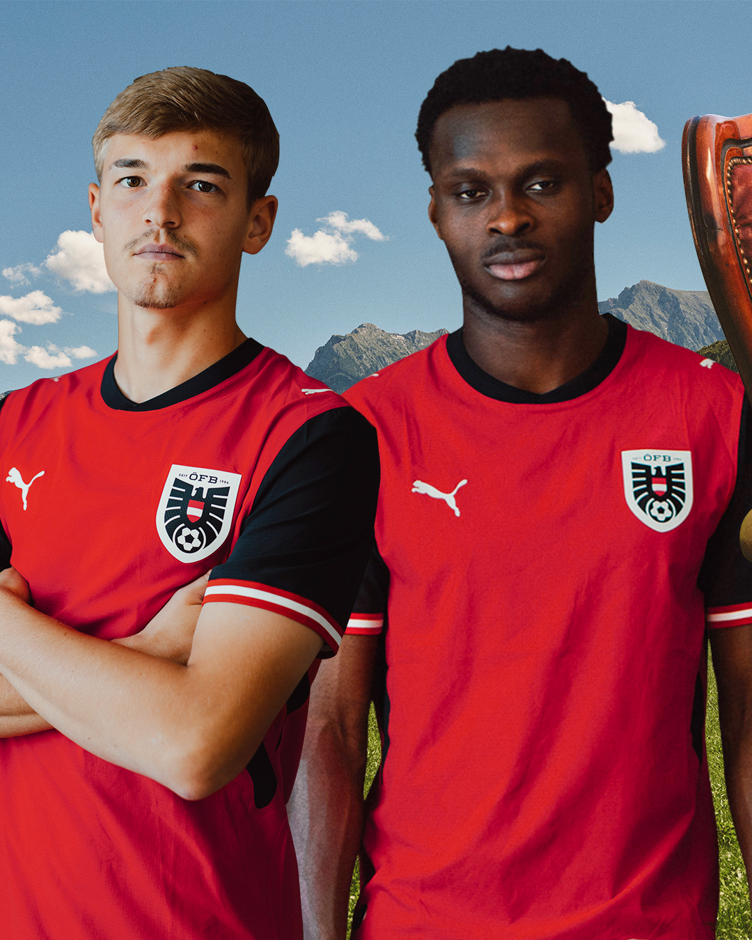 Players of Austria wearing Austria 2026 world cup home kit
