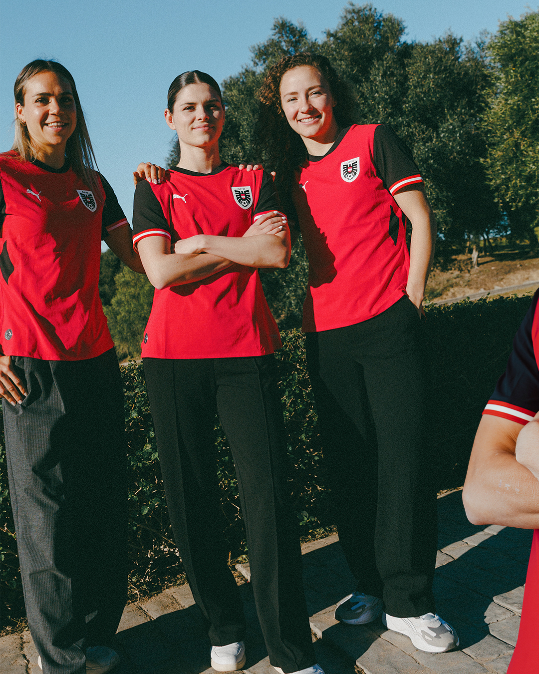 Players of Austria wearing Austria 2026 world cup home kit