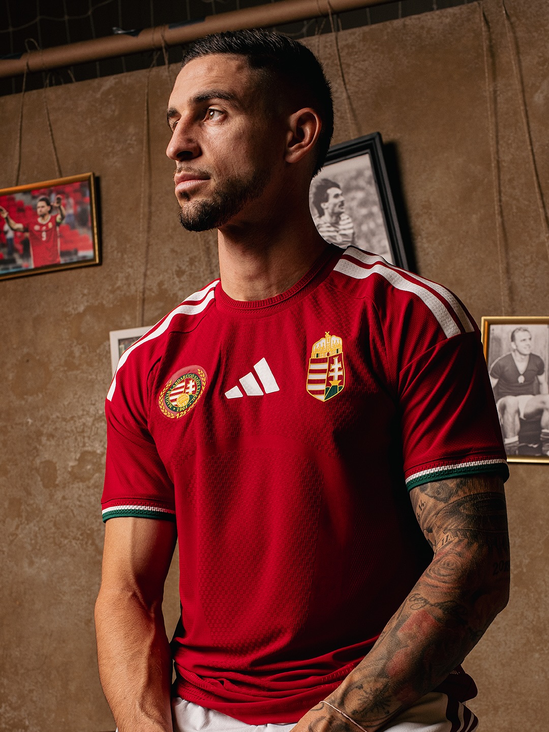 Nagy Zsolt wearing Hungary 2026 home kit