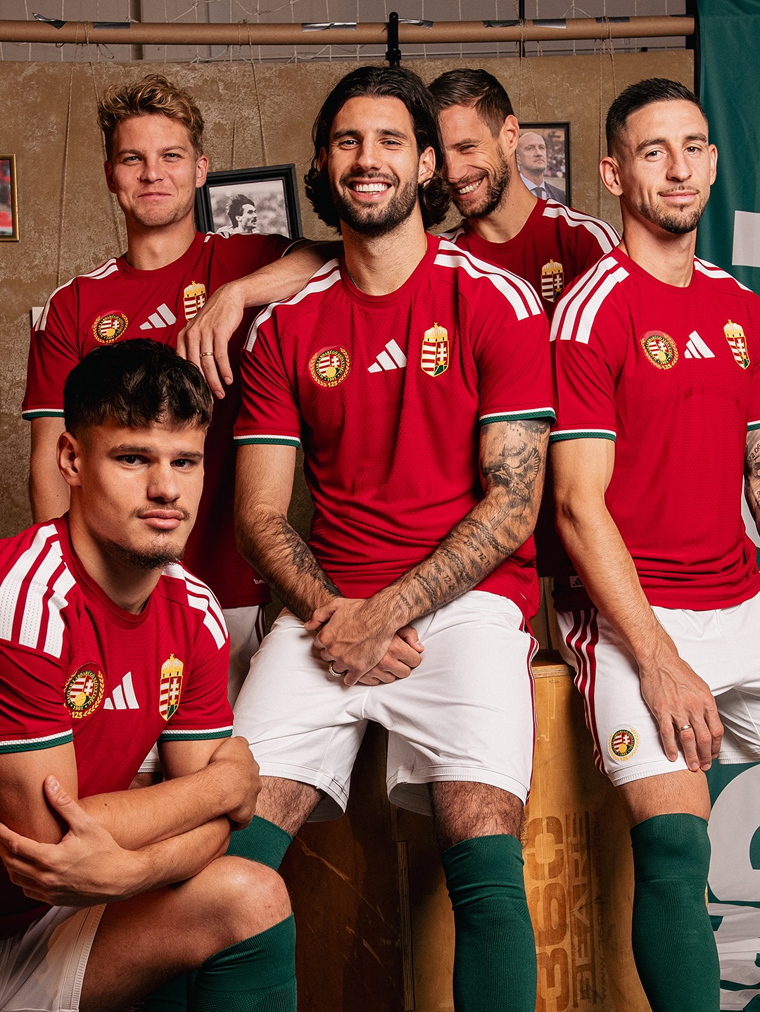 Players of Hungary wearing Hungary 2026 home kit