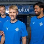 Players of Iceland national team wearing Iceland 2026 home kit