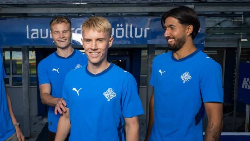 Players of Iceland national team wearing Iceland 2026 home kit