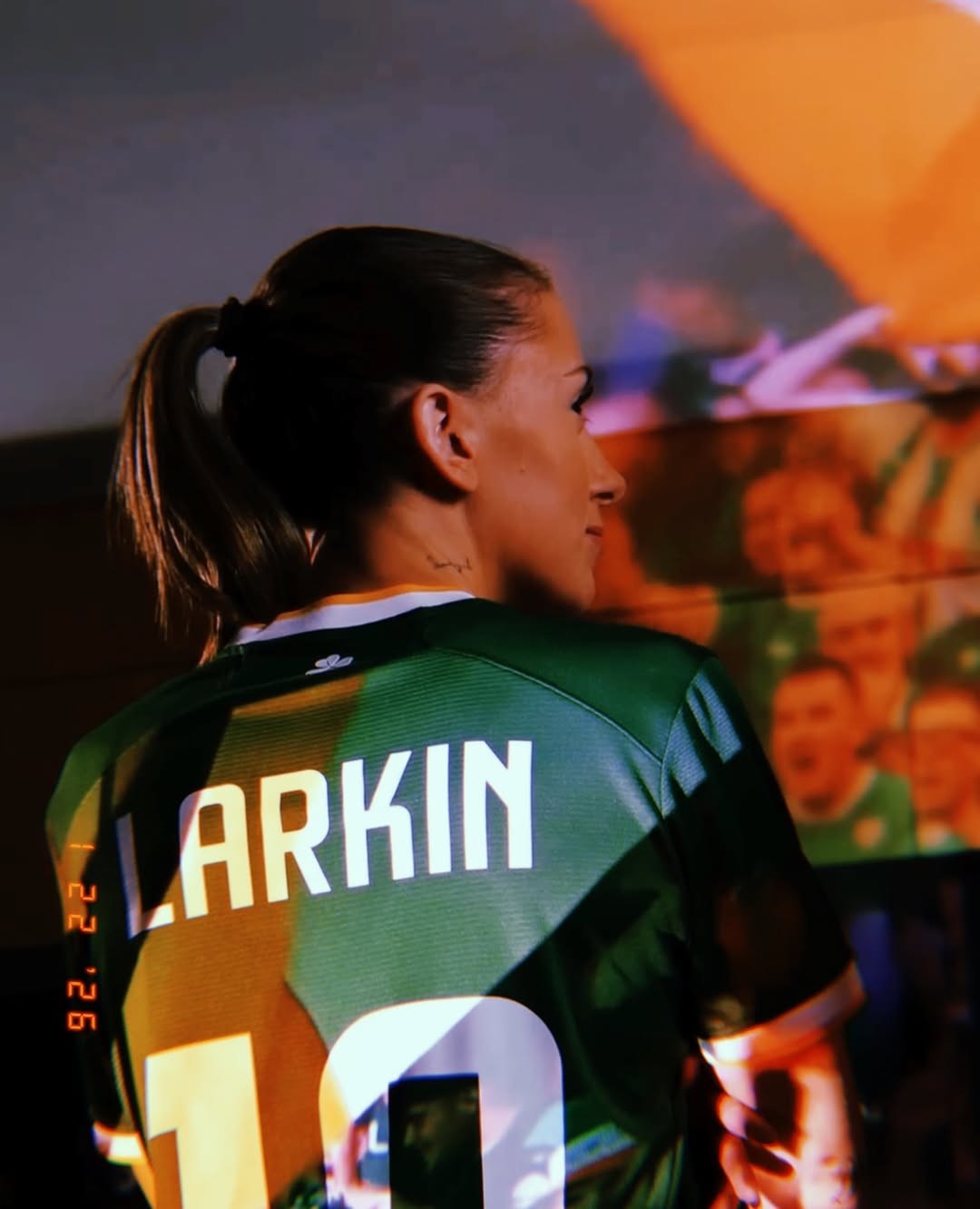 Larking wearing Ireland 2026 home kit