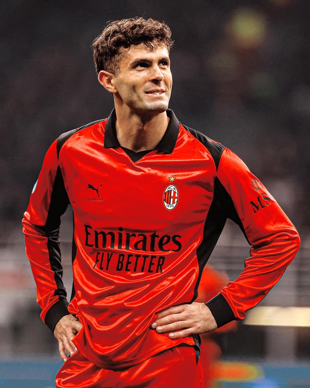 Christian Pulisic wearing MIlan 2025-2026 fourth kit