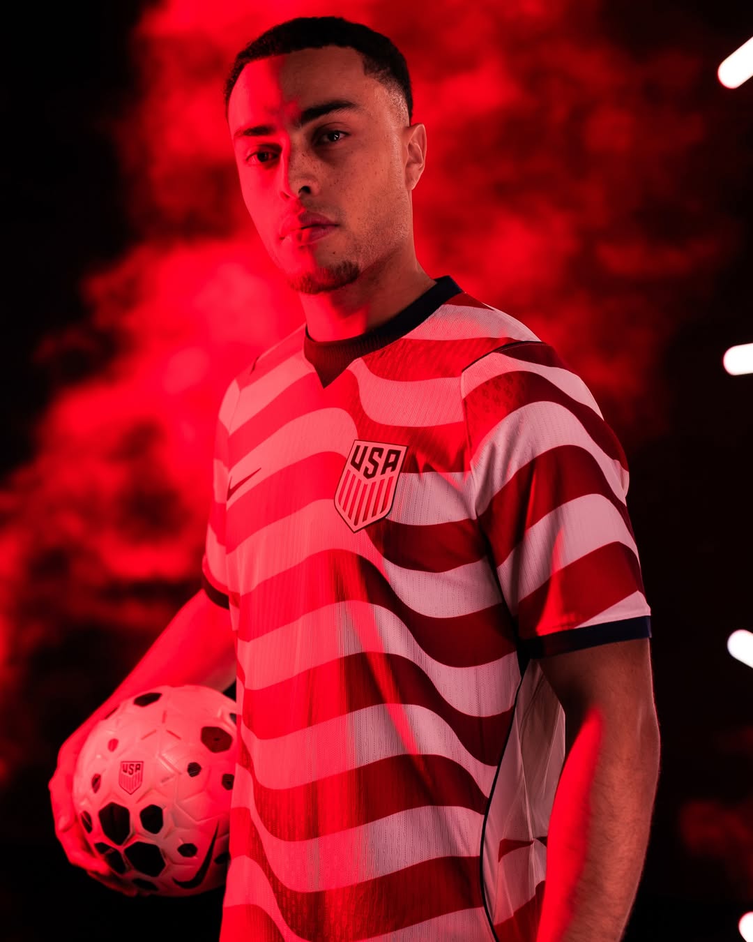 Serginho Dest wearing Usa 2026 world cup home kit